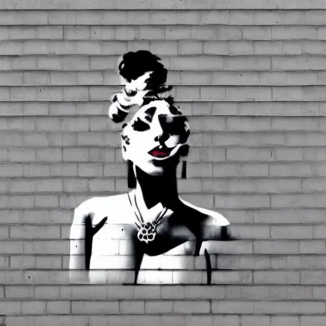 Lady Gaga in the style of Banksy     13
